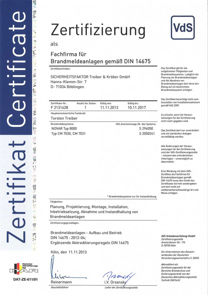 Zertifikat VdS